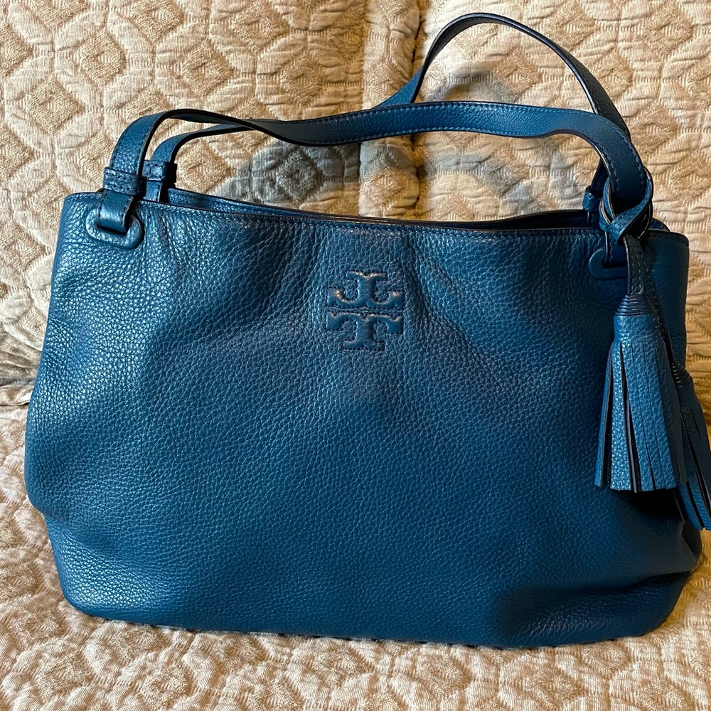 Tory Burch EUC Blue Leather Shoulder Bag